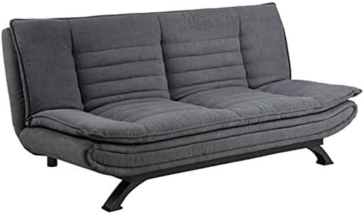 AC Design Furniture Jasper Sofá Cama Gris Oscuro/Negro, con 3 Posiciones Reclinables, Moderno de 3 Plazas sin Reposabrazos, Tapizado con Patas de Metal Negro, L: 196 x A: 91 x P: 98 cm