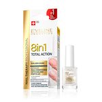 Eveline Cosmetics 8in1 Total Action Concentrated Nail Serum Conditioner + Strengthener + Hardener with Golden Particles | 12 ml | Repair Treatment | Easy Application | Shimmery Effect