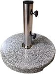 Samuel ALEXANDER Round Granite Parasol Base 15kg Heavy Duty Garden Umbrella Parasol Stand Holder Weight in Grey & White 36mm to 49mm Adapter for Parasol Poles