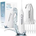 AquaSonic - Aqua Flosser Cordless Rechargeable Water Flosser for Teeth | Waterproof Portable Oral Irrigator for Dental Cleaning with 5 Jet Tips, for Braces, Home & Travel (White)