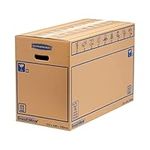 15 BANKERS BOX EXTRA LARGE Strong Moving Boxes, 100L SmoothMove Cardboard Boxes, Heavy Duty Double Wall Boxes for Moving House with Handles, 70cm x 44cm x 33cm (Pack of 15), Brown