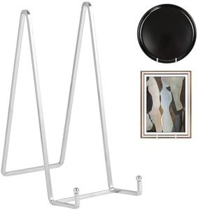 Large Plate Holder Display Stand - 10 inch Tall Plate Stands for Display - Metal Picture Frame Stand - Big Tabletop Easel Stand for Decorative Plates | Platter | Book | Plaque | Tile - 2 Pack - Silver