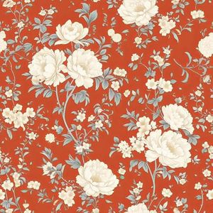 FLFK Floral Red Wallpaper Peel and Stick Removable Flower Wall Mural for Living Room, Bedroom, Kitchen, Office, Apartment Decor 16"x64"