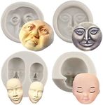 Sijiangmold Moon Face Silicone Mold Human Face Fondant Mold For Cake Decorating Chocolate Candy Cupcake Topper Polymer Clay Set Of 4