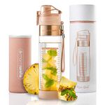 MAMI WATA Fruit Infuser Water Bottle ? Beautiful Gift Box ? Unique Stylish Design - Free Fruit Infused Water Recipes eBook Insulating Sleeve ? 24oz