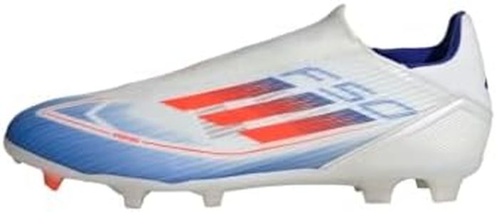 adidas F50 League Laceless Football Boots Firm Ground, Scarpe da Calcio Unisex-Adulto, Cloud White/Solar Red/Lucid Blue, 42 EU