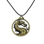 FAADBUK Kombat Vintage Charms Jewelry Kombat Lover Gift Kombat Dragon Amulet Necklace & Keychain for Family Friend, Stainless Steel, stainless steel