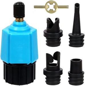 Swpeet 1Pcs Inflatable Boat SUP Pump Adapter, Blue Valve Adapter with 4 Air Valve Nozzles, Air Pump Converter Air Valve Adapter Pumping Head Connector for Inflatable Boat, Paddleboard and Kayak