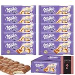 10x Milka Bubbly Milk Chocolate Bars Sweet Box - Sweets Bulk Party Bag Fillers Gift Box -treat For Birthday, Self Care Package, Christmas, Kids Snack, Easter & More