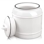 COCOYA 10cup/85oz Large Ceramics Jar with Lid,Big Dry Food Storage Canister Container Porcelain Kitchen Countertop Pantry Farmhouse Round Heavy Store Candy Bean Flour Snacks Cookie Cereal (White)