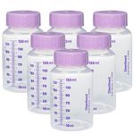 STERIFEED Disposable Breast Milk Bottles (6-Pack), Each Bottle (130 ml) in tamper evident bags | Hospital Quality with Locktight Caps, Baby Milk Bottle, Sterile Ready to use