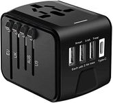 VARELLI Universal International Travel Power Adapter, All in One Wall Charger with High Speed 2.4A 3xUSB, 3.0A Type-C, European Adapter, Worldwide AC Outlet Plugs for UK, EU, AU, Asia (Black