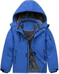 Arssm Boy's Waterproof Ski Jacket Kids Fleece Lined Warm Winter Snow Coat Thick Hooded Snowboard Jackets(Blue-10-12Y)