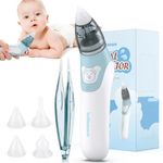 Nasal Aspirator, 2 in 1 Baby Nasal Aspirator & Ear Wax Remover, Electric Baby Nose Cleaner with 4 Silicone Nozzles for Newborns, Toddlers