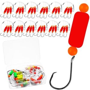 Vipfish Pompano Rig for Surf Fishing - 12 Pack Pompano Rigs Saltwater for Pompano Bait, Whiting Rigs - Pompano Floats,2/0 Fishing Hooks,Mono line and Crane Swivel Snaps