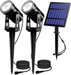 T-SUN 2W Solar Spotlights, LED Solar Powered Landscape Lights Outdoor Waterproof Solar Security Wall Lights Auto ON/Off Dual Head Light for Garden Yard Patio(Cold White)