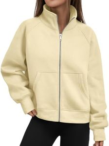 Trendy Queen Womens Zip Up Y2k Hoodies Cropped Sweatshirts Fall Fashion ButterYellow M