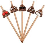 NEWMOJI® Poop Decorated Drinking Straws - Pack of 10, Fun Emoji-Themed Party Supplies for Birthday Celebrations, Eco-Friendly Cardstock