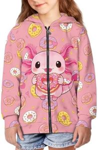 Zengppxfd Dount Axolotl Hoodies for Teen Girls Zip Up Hooded Sweatshirt Cute Teen Back to School Clothes Outfits Fall Winter Trendy Long Sleeve Hoodie Lightweight Comfy Preppy Teens Jackets