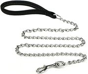 Heavy Duty Dog Leash,4FT/6FT Metal Dog Leash Dog Chain with Comfortable Handle for Medium & Large Size Dogs, Improved Dog Safety & Comfort ，Attaches to Pet Collar（Black (4FT)