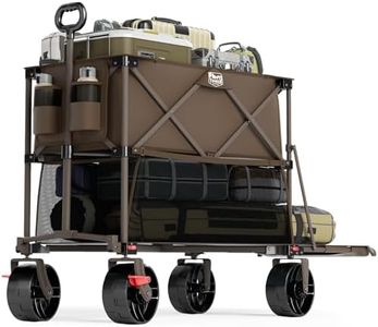 TIMBER RIDGE 400L Large Capacity Folding Double Decker Wagon with Brakes, 54" Extra Long Extender Wagon Cart, 450lbs Heavy Duty Collapsible Cart, All-Terrain Big Wheels for Camping, Sports, Shopping