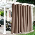 RYB Home Outdoor Curtains Waterproof - Sun Blocking Curtains Heavy Duty Grommet Shades for Garage Patio Door Window Porch Pergola Outdoor Shower, 100 inches x 95 inches, 1 Panel, Mocha