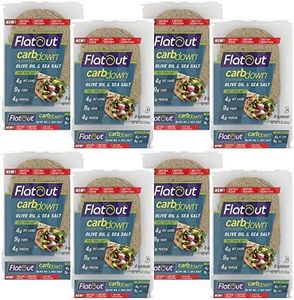 Flatout Flatbread, CarbDown Olive Oil and Sea Salt Wraps, Perfect for Use as Sandwich Bread, Pizza Crust, Tortillas, Wraps and More, 8 Flatbreads, 8 Pack