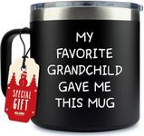 KLUBI Grandpa Gifts From Granddaughter – My Favorite Grandchild Gave Me This Grandpa Christmas Gifts From Grandson Grandpa Mug 14oz Coffee Tumbler Papa Gifts Father's Day Gifts for Grandpa Xmas Gift