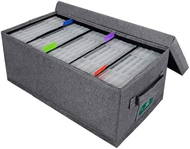 T WaveTree DVD Storage Box, Durable DVD Case Holder Organizer 15.75 x 8.46 x 6.3 Inch, DVD Rack with Lid and Index Labels to Hold up to 25 DVD Cases - Gray
