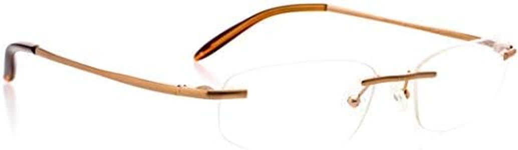 Hit Notion Optical Eyewear - Modified Oval Shape, Metal Full Rim Frame - for Women or Men Prescription Eyeglasses RX, Pale Copper