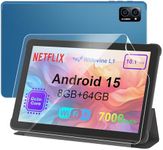 10 inch Android 15 Tablet: Octa-Core, 8GB RAM 64GB, 7000mAh, with Stand Case, IPS HD Display, Wi-Fi 6, OTG, Metal Body – Fast & Portable Tablet for Work & Entertainment, 2-Year Protection
