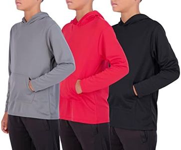 3 Pack: Boys Hoodies Sweatshirts Girls Youth Boy Teen Mesh Dry Fit Long Sleeve Active Athletic Hoodie Sweatshirt Pullover Tops Gym Clothes Workout Wicking Kids Plain Warm Soft Kid -Set 5, XL (14/16)