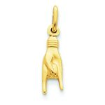 FindingKing 14K Yellow Gold Mano Cornuto Italian Hand Sign Charm, Yellow Gold