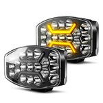 CO LIGHT 2PC 10inch Round LED Work Light with Amber/White DRL, 12/24v Off Road Driving Lights Spot Flood Combo Beam, 150W 35000LM Waterproof for Truck Tractor UTV SUV Boat Construction Vehicle