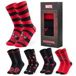 Marvel Mens Calf Socks, Soft Breathable Crew Socks Pack of 5 - Mens Gifts (Black/Red, 6.5/9.5 UK)