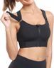 PLUMBURY Women's Padded Front Zip Plus Size Full Coverage High Support Velcro Adjustable Sports Bra For Workout Gym, Size 2Xl, Black - Polyamide