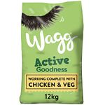 Wagg Active Goodness Complete Dry Adult Dog Food Chicken & Veg 12kg - For All Active Working Dog Breeds