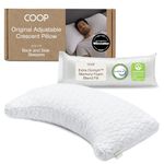 Coop Home Goods Original Crescent Adjustable Pillow, Queen Bed Crescent Foam Pillow - Medium Firm for Back & Side Sleepers, CertiPUR-US/GREENGUARD Gold