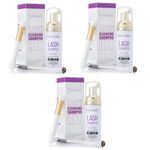3 x 60ml Lash Shampoo Kit with Lash Cleanser Brush & Lash Spoolie Foaming Cleanser Vegan Cruelty Free Eyelash Extensions Oil Free Lash Extension Shampoo Pre-Treatment Daily Use Aftercare Eyeluvlashes