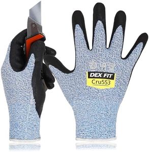 DEX FIT Level 5 Cut Resistant Gloves Cru553-3D-Comfort Fit, Firm Grip, Thin & Lightweight, Touchscreen Compatible, Durable, Breathable, Machine Washable; Blue S (7) 1 Pair