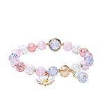 Choistily 6 Pcs Flower Bracelets For Women Teen Girls Cute Daisy Charm Bracelets Little Girls Flower Beaded Bracelets Jewelry Bracelets Gifts For Daughter, Adjustable, Alloy, No Gemstone