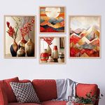 kotart Premium Digital Paintings with Frame for Home Decoration - Painting for Living Room Bedroom Office - Painting for Wall Decoration - Pack of 4 (B)