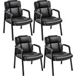 Yaheetech Faux Leather Guest Chairs Reception Chairs with Padded Armrests, Extra-wide Seat for Meeting, Office, Waiting Rooms, Set of 4