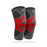 Flamingo Plus Super Premium Knee Cap for Men & Women | Knee Support Brace for Pain Relief, Sports, Gym, Arthritis & Injury Recovery | Breathable Compression Sleeve - Black & Red | Large