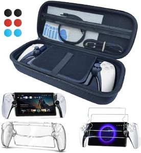 3 in 1 Accessories Set for PlayStation Portal - INITMMO Carrying Case for PS5 Portal and Hard PC Clear Cover Case with 2 Screen Protector Tempered Glasses,4 Thumb Grips,PS Portal Accessories Bundle