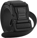 JUKMO Men's Tactical Belt with Lock, Military Work 1.5" Stretch Nylon Web Hiking Quick Release Belt with Heavy Duty Seatbelt Buckle(Black,Large)