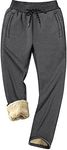 KEFITEVD Men's Sherpa Lined Sweatpants Winter Thicken Warm Fleece Pants Gym Jogging Sports Pants with Pockets Dark Gray