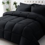 JOLLYVOGUE Black King Size Comforter Set - Ultra-Soft Bedding Set for All-Season Warmth - Bed in a Bag 7 Pieces with Sheets, Pillowcases & Shams