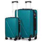 MILADA Luggage Hard Shell Suitcases, Caribbean Blue, 2-Piece Set（20/28）, Travel