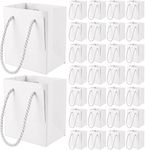 CYEER 60 Pack White Gift Bags, Mini Gift Bags 10x7x11.5cm, Small White Paper Bags with Handles for Wedding Bridesmaid Gifts, Christmas Birthday Valentines Party Favors